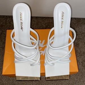 White Square Toe Heels